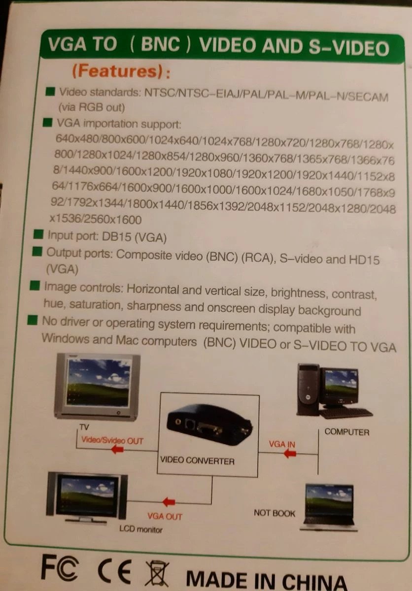 Vendora Μετατροπέας σήματος εικόνας Video BNC και S-video σε Vga RGB - Image 5