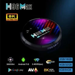 Vendora NEO H96 MAX X4 Amlogic S905X4 Android 11 Amlogic Smart TV BOX 8K 4K 4G/32GB 3D 2.4G & 5G Wifi Ethernet : 1000 Google Player Youtube Netlflix Set Top Box